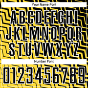 Custom Yellow Black-White Geometric Lines Sublimation Soccer Uniform Jersey