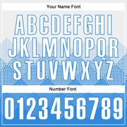 Custom White Powder Blue 3D Pattern Design Gradient Square Shape Performance Polo Shirt