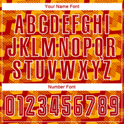 Custom Red Gold-White Line Sublimation Soccer Uniform Jersey