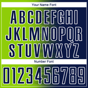 Custom Navy Neon Green-White Gradient Line Sublimation Soccer Uniform Jersey