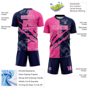 Custom Graffiti Pattern Pink-Navy Scratch Sublimation Soccer Uniform Jersey