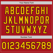 Custom Red Black Pinstripe Gold Two-Button Unisex Softball Jersey