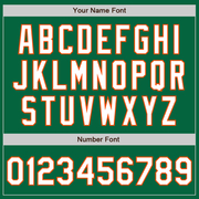 Custom Kelly Green Orange Pinstripe White Two-Button Unisex Softball Jersey