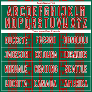 Custom Kelly Green Red-White Geometric Shape Sublimation Soccer Uniform Jersey