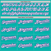 Custom Aqua Purple Pinstripe White Two-Button Unisex Softball Jersey