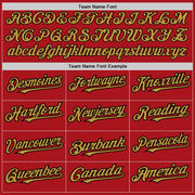 Custom Red Black Pinstripe Old Gold Two-Button Unisex Softball Jersey