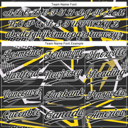 Custom Black Black-Gold 3D Pattern Two-Button Unisex Softball Jersey