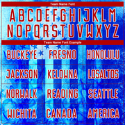 Custom Thunder Blue Red-White American Flag Flame Sublimation Soccer Uniform Jersey