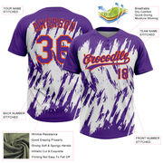 Custom Purple Orange-White 3D Pattern Abstract Sharp Shape Two-Button Unisex Softball Jersey