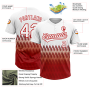 Custom White Red 3D Pattern Lines Two-Button Unisex Softball Jersey
