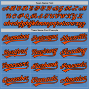 Custom Powder Blue Orange-Black Two-Button Unisex Softball Jersey
