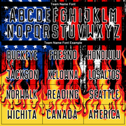 Custom Black Red Royal-Gold American Flag Flame Sublimation Soccer Uniform Jersey