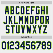 Custom White Navy-Neon Green Two-Button Unisex Softball Jersey