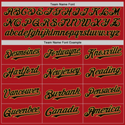 Custom Red Old Gold Pinstripe Black Two-Button Unisex Softball Jersey