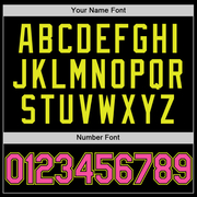 Custom Black Pink-Neon Yellow Two-Button Unisex Softball Jersey