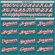 Custom Teal Red Pinstripe White Two-Button Unisex Softball Jersey