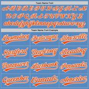 Custom Powder Blue Orange-White Two-Button Unisex Softball Jersey