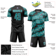 Custom Teal Teal-Black Sublimation Soccer Uniform Jersey