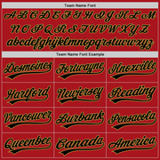 Custom Red Black-Old Gold Two-Button Unisex Softball Jersey