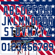 Custom US Navy Blue Red-White 3D American Flag And Bass Fish Fishing Long Sleeve Performance T-Shirt