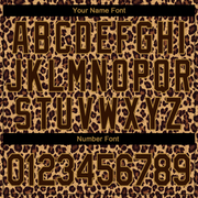 Custom Brown Brown-Old Gold 3D Pattern Design Leopard Performance T-Shirt