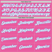 Custom Pink White-Light Blue Performance T-Shirt