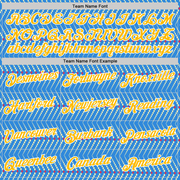 Custom Powder Blue Gold Cream Red-White 3D Esports Performance T-Shirt