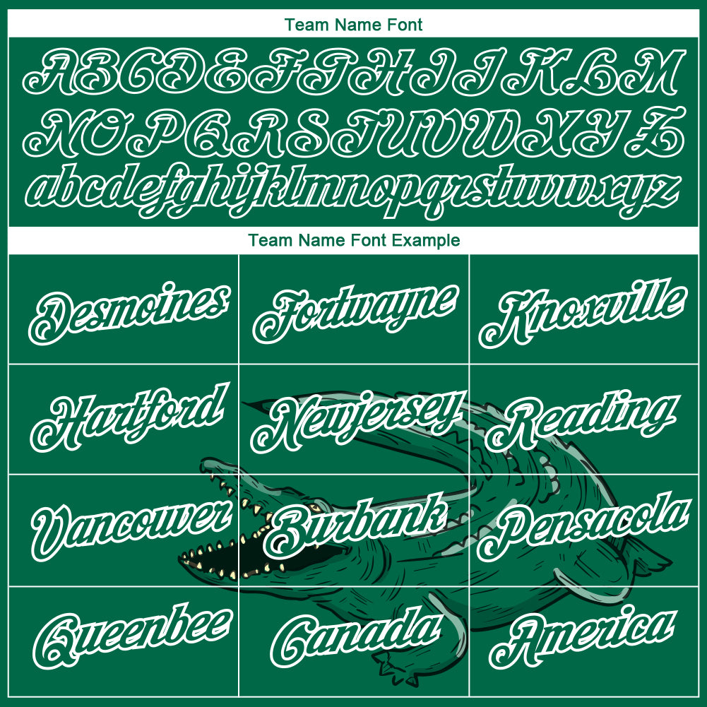 Custom Kelly Green White 3D Pattern Design Crocodile Performance T-Shirt