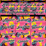 Custom Hot Pink Black-White 3D Pattern Design Hawaii Tropical Palm Leaves And Pineapple Performance T-Shirt