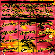 Custom Red Black-Gold 3D Pattern Design Sun Beach Hawaii Palm Trees Performance T-Shirt