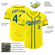 Custom Light Yellow Green-White Authentic Baseball Jersey