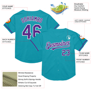 Custom Teal Purple-White Mesh Authentic Throwback Baseball Jersey