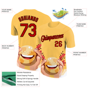 Custom Yellow Red-Black 3D Pattern Design Smile Emoji Performance T-Shirt