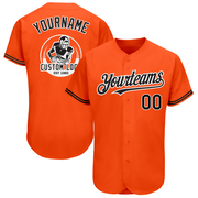 Custom Orange Black-White Authentic Baseball Jersey