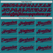 Custom Teal Navy-Red Authentic Baseball Jersey