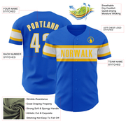 Custom Thunder Blue White-Yellow Authentic Baseball Jersey