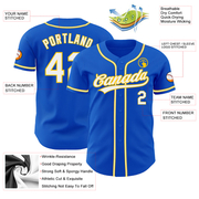 Custom Thunder Blue White-Yellow Authentic Baseball Jersey