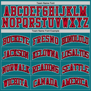 Custom Teal Red-Black Authentic Baseball Jersey
