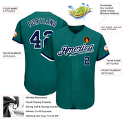Custom Teal Navy-White Authentic Baseball Jersey