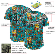 Custom Teal Black-White 3D Emi Bee Purrmaids Authentic Baseball Jersey
