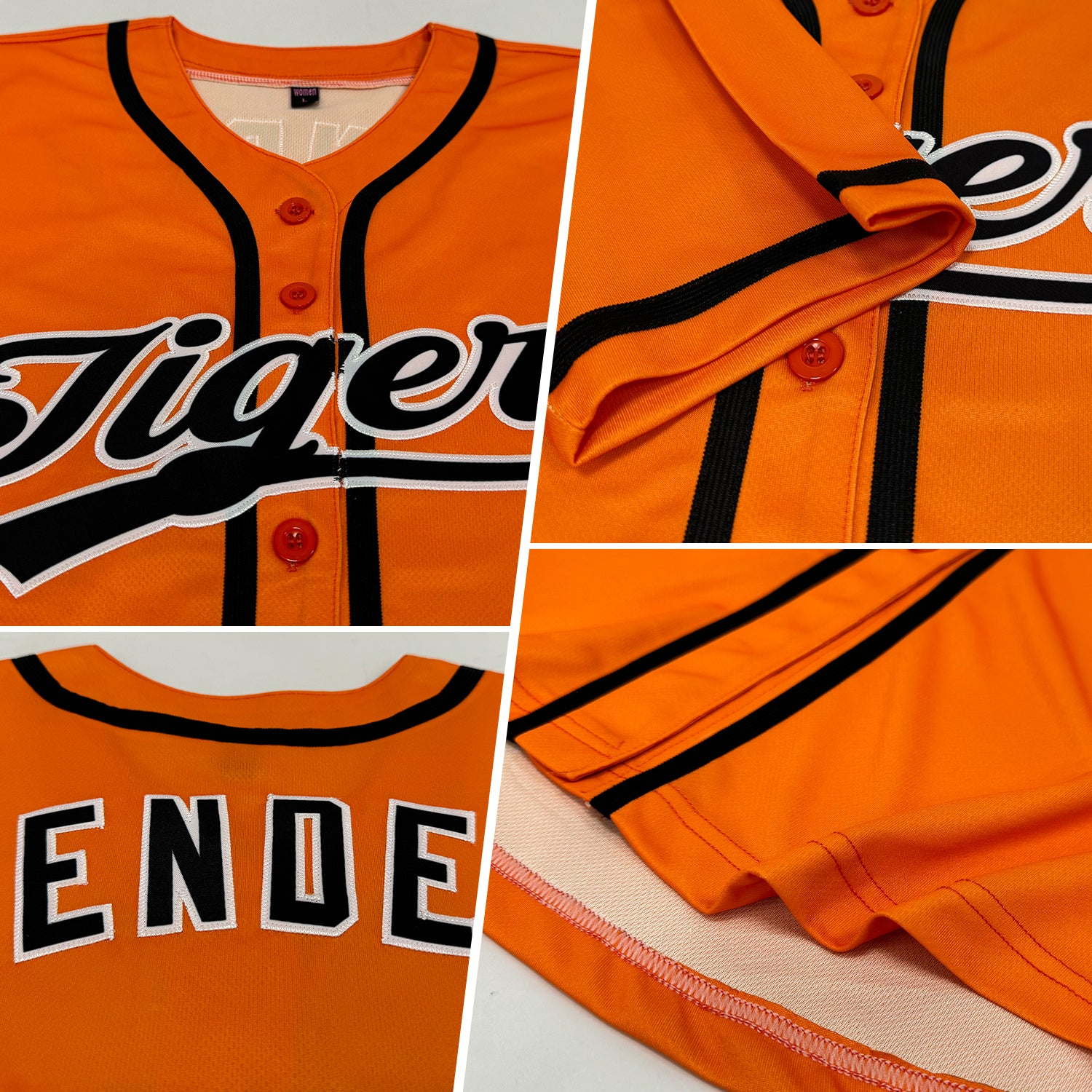 Custom Bay Orange Black-White Authentic Baseball Jersey