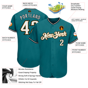 Custom Teal White-Old Gold Authentic Baseball Jersey