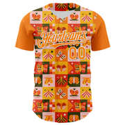 Custom Bay Orange White 3D Ambartive Checkered Butterfly Pattern Authentic Baseball Jersey