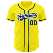 Custom Light Yellow Royal-White Authentic Baseball Jersey