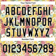 Custom Yellow Black-White 3D Hawaii Tropical Leaves Flower Pineapple Authentic Baseball Jersey