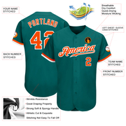 Custom Teal Orange-White Authentic Baseball Jersey