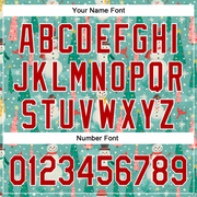 Custom Teal Red-White 3D Emi Bee Merry Snowmen Authentic Baseball Jersey