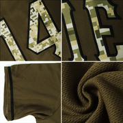 Custom Olive Camo-Black Authentic American Flag Fashion Salute To Service Baseball Jersey