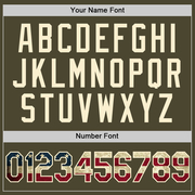 Custom Olive Vintage USA Flag Cream-Black Authentic Throwback Salute To Service Baseball Jersey