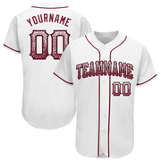 Custom White Crimson-Black Authentic Drift Fashion Baseball Jersey